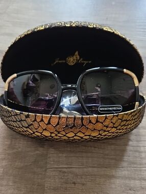 Joan Boyce Black Sunglasses with Gold Accents
